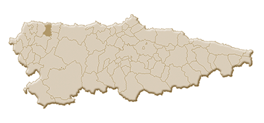 Mapa de Asturias señalando el municipio de Coaña